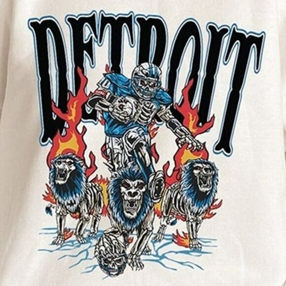 Sana Detroit Lions Football Sweatshirt Retro Crewneck NFL Fan Apparel 05 - Picture 2 of 5